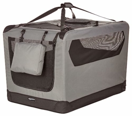 Amazon Basics - Hochwertige Haustier-Transportbox, faltbar, weich - 91 cm, GRAU - 1