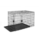 Amazon Basics Zusammenklappbarer Hundekäfig aus Metalldraht mit Bodenschale, Doppeltür, 122 cm - 1