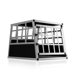 CADOCA® Hundetransportbox Aluminium Hundebox Kofferraum robust verschließbar trapezförmig M 54x70x51cm Reisebox Autobox Tiertransportbox - 1