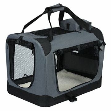 EUGAD Hundebox B60xH42xT42cm für kleine Hunde (Hundehöhe≤35cm&Hundelänge≤50cm&Gewicht≤12kg) Hundetransportbox Auto Reisebox Autobox Hundetasche Katzentasche Katzenbox Grau 0112HT - 1