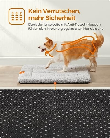 Feandrea Hundedecke, Haustier Decke, für Hunde, Katzen, 90 x 65 cm, L, maschinenwaschbar, trocknergeeignet, rutschfest, hellgrau PPB002G01 - 4
