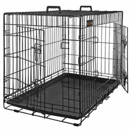 FEANDREA Hundekäfig, Hundebox, zusammenklappbar, transportabel, 2 Türen, 122 x 74,5 x 80,5 cm, schwarz PPD48BK - 1