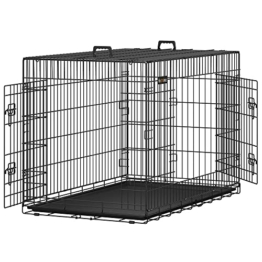 FEANDREA Hundekäfig, klappbar, Länge 122 cm, 2 Türen, XXL, schwarz PPD48H - 1