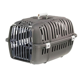 Ferplast Jet Pet Carrier Transportbox für Hunde, geeignet für kleine und kleine Katzen, Maße (L x B x H): 47 x 32 x 29 cm, Grau - 1