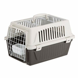 Ferplast Transportbox für Haustiere Hundebox für kleine Hunde und Katzen Atlas 10 Open, Transportbox für Haustiere, Vorder-Obentür, Kissen und Napf inklusive 32,5 x 48 x 29 cm, braun - 1