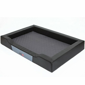 Hobbydog Hundebett Delux, Schwarz, Größe XXL 120x80cm, Kunstleder + aushaltbares Codurastoff - 1