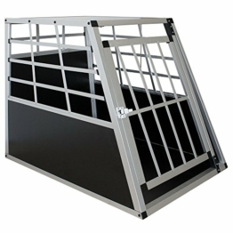Juskys Alu Hundetransportbox L - 91 × 65 × 69 cm — Auto Hundebox robust & pflegeleicht — Gittertür verschließbar - Autotransportbox für Hunde - 1