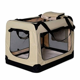 lionto Hundetransportbox Hundetasche Hundebox Faltbare Kleintiertasche Größe S Farbe Beige - 1