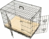 MaxxPet - Hundekäfig für Zuhause mit angenehm weicher Plaid - Hundegitterbox inkl. Kunststoff-Auffangschale mit Doppeleingang - Gitterbox als Hunde- und Welpenauslauf - (63x44x50cm) Schwarz - 1