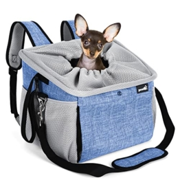 pecute Haustier Fahrradtasche für Hunde Katzen Fahrradkord Hundetasche Hundekorb Rucksack vorne Atmungsaktiv Netzfenster Faltbar für Kleine Mittlere Hunde und Katzen - 1