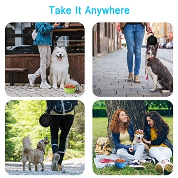 PetBonus Hundenäpfe Faltbar Hundenapf, 2 Stück Silikon Wassernapf für Hunde Unterwegs, Tragbar Auslaufsichere Reisenäpfe mit Karabiner für Hunde Katzen für Wasser und Futter (Armeegrün, Marineblau) - 6