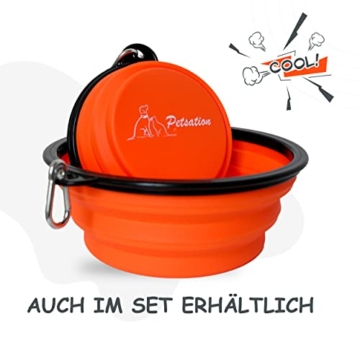 PETSATION – Faltbarer Hundenapf für unterwegs [Das Original] Reisenapf, Fressnapf & Wassernapf für Hunde - 350 ml Trinknapf, ideal für Reisen, Spaziergänge & Alltag – Leicht, kompakt (350ml, Blau) - 7
