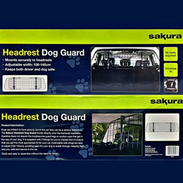 Sakura Kopfstützen-Hundegitter für Pkw SS5259 - leicht zu montieren in den meisten Fahrzeugen, Fließheckmodellen, SUV, Kombis, MPV - ohne Werkzeug in der Breite verstellbar - 3