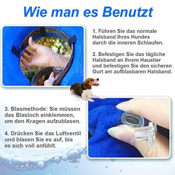 Supet Halskrause Hund Schützender Aufblasbarer Hundekragen Schutzkragen Krägen für Haustiere Einstellbar Bequem Schutzkragen mit Klettverschluss - 4