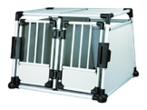 Trixie 39345 Transportbox, doppelt, Aluminium, M–L: 93 × 64 × 88 cm, silber/hellgrau - 1