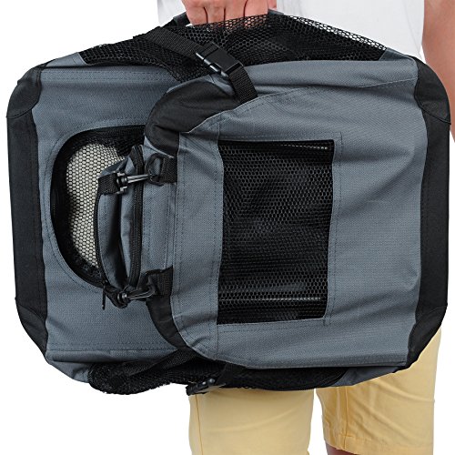 WOLTU HT2025gr Hundebox Hundetransportbox Auto Transportbox Reisebox Katzenbox mit Hundedecke Faltbar 49,5x34,5x35cm, Grau - 2